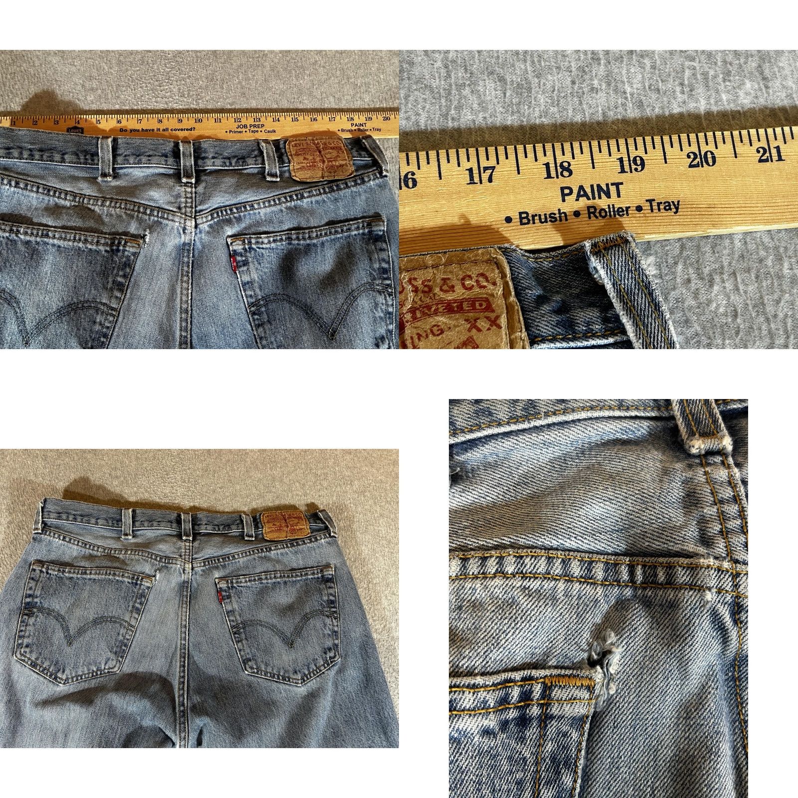 Levi's Levi's 501 Jeans Mens 38x29 Straight Button Fly Light Blue Denim Vintage Distressed Pockets Logo 38x29 Mens Mens Jeans Blue Straight Button Fly 501 Size US 38 / EU 54 - 9 Thumbnail