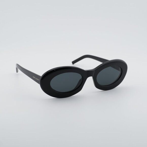 Saint Laurent Paris Saint Laurent SL 594 008 Sunglasses Black Oval Frame, Black Size ONE SIZE - 4 Thumbnail