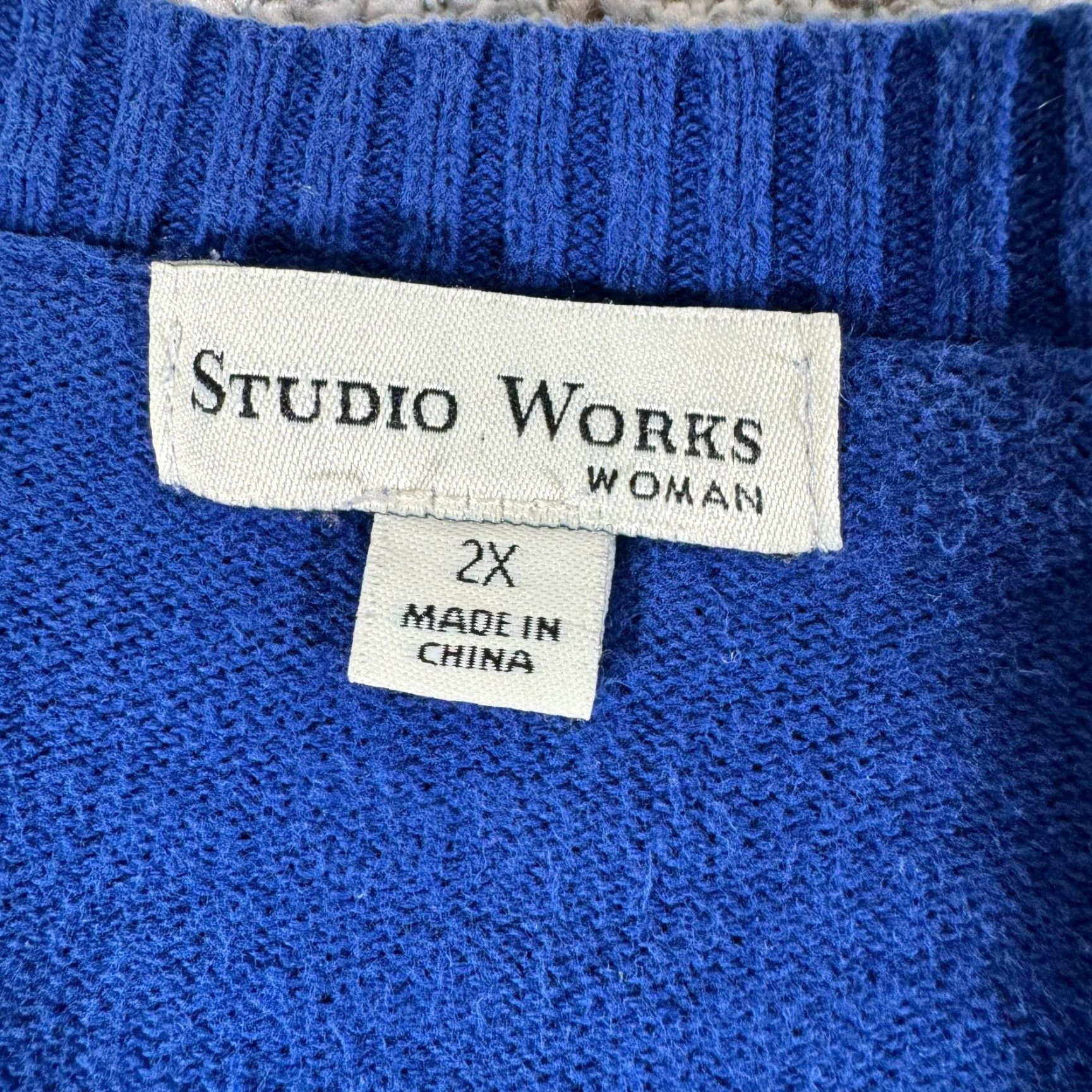 Vintage VINTAGE 90s Y2K Henley Sweater Womens 2X Plus Cable Knit Grandmacore Classic Blue 100% Cotton Knit Button Mens? Girls? Size XXL / US 16-18 / IT 52-54 - 5 Thumbnail
