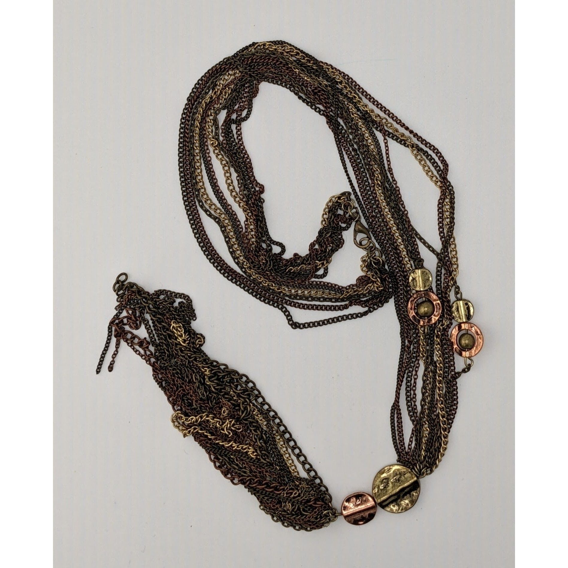 Other Vintage Bohemian Multi-Strand Copper & Gold-Tone Necklace Wi Size ONE SIZE - 5 Thumbnail