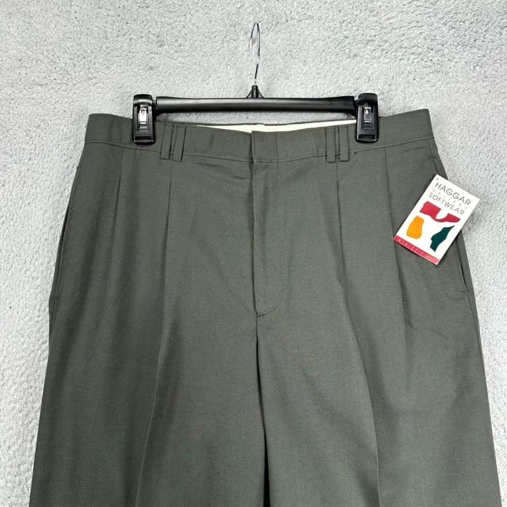 Haggar VINTAGE? No. Haggar Dress Pants Mens 34X34 Dark Grey Gallery Soft Wear Pleated Straight NEW Size US 34 / EU 50 - 3 Thumbnail