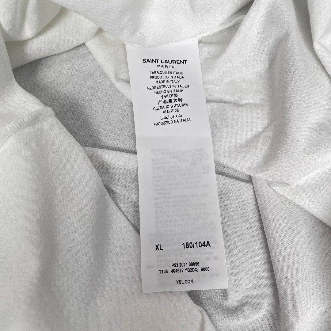 Saint Laurent Paris Saint Laurent Paris Men's White Cotton Logo T-Shirt XL Size US XL / EU 56 / 4 - 4 Thumbnail