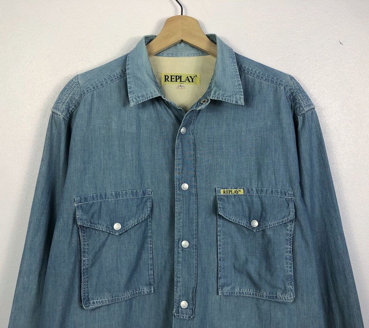 Replay Rare Vintage Replay Italy Double Pockets Button Ups Shirt Size US L / EU 52-54 / 3 - 2 Thumbnail