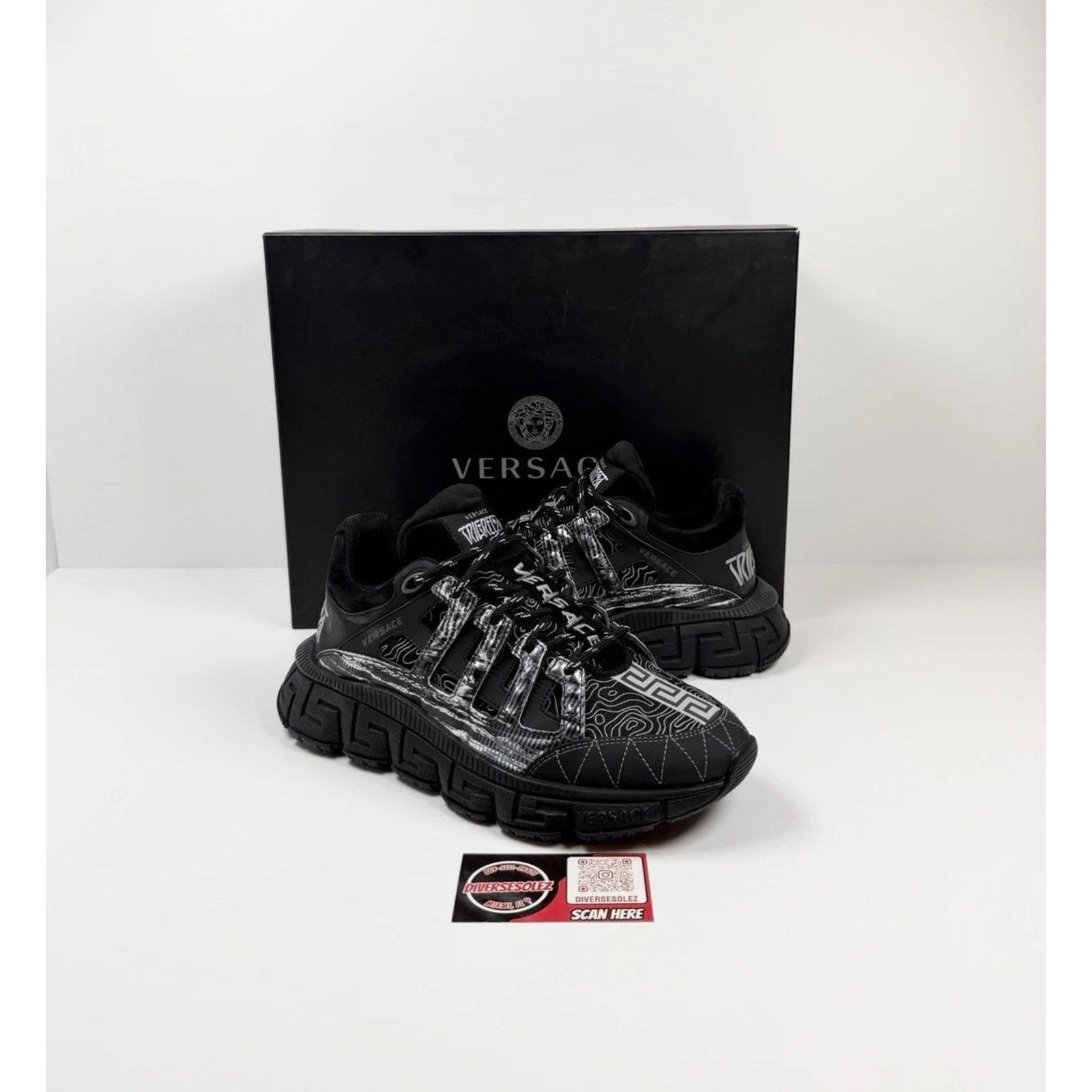 Versace Size 40EU/7US - Versace Trigreca Black Sneakers Size US 7 / EU 40 - 1 Thumbnail