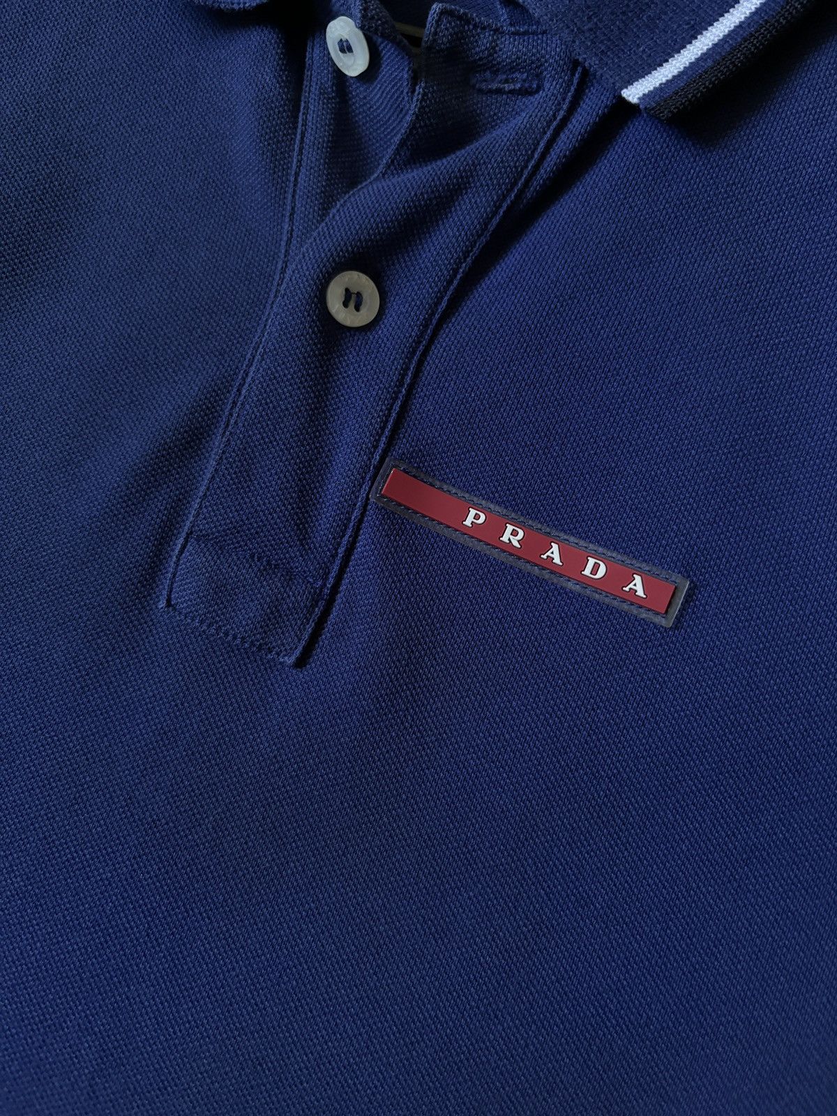 Prada Prada Polo Red Tab vintage blue tee Size US L / EU 52-54 / 3 - 4 Thumbnail
