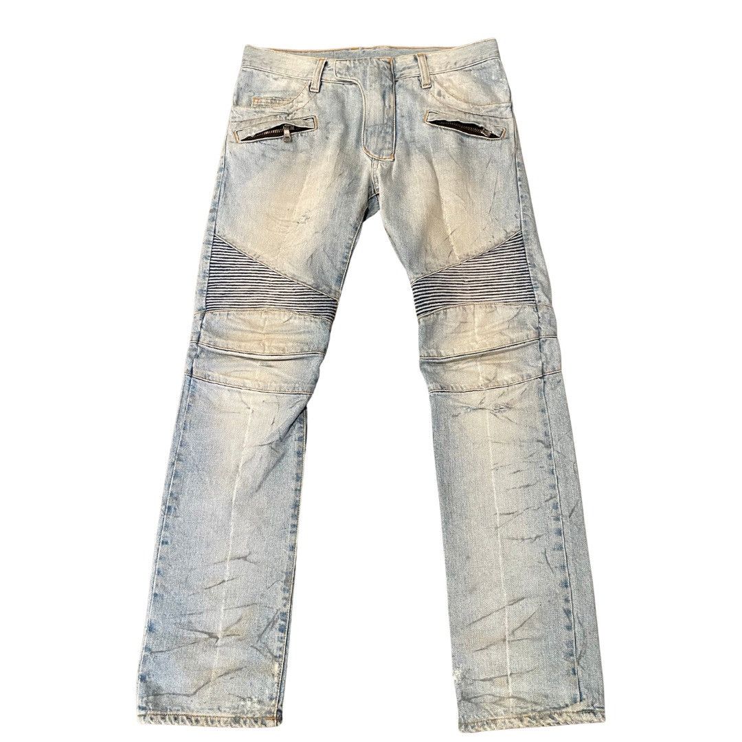 Balmain Homme SS11 シルバーコーティング　デニム　W31 Balmain Decarnin Balmain Homme SS11 Distressed Eagle Coin Denim