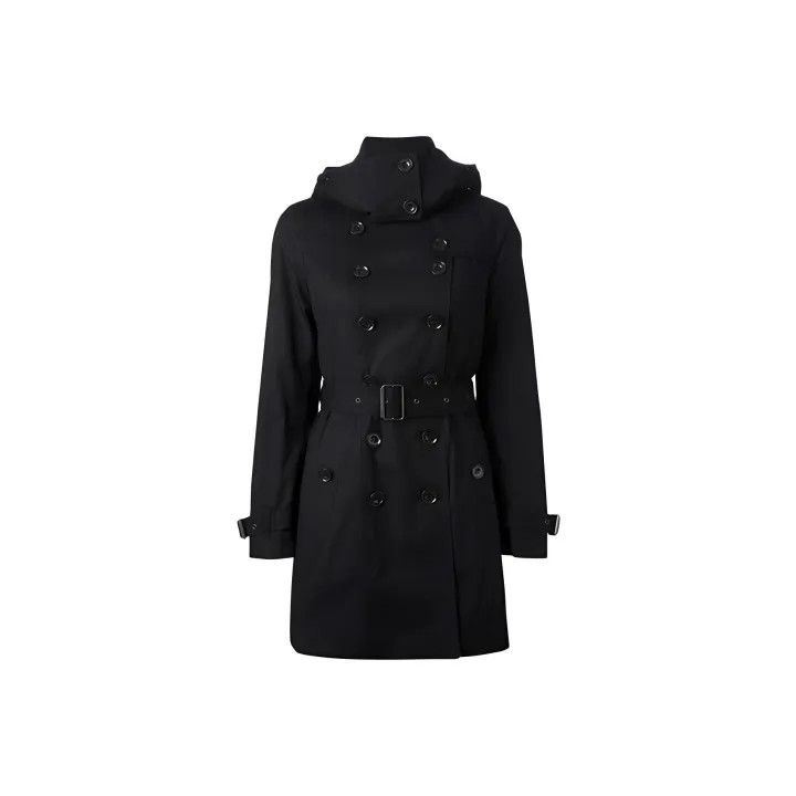 Burberry Burberry Black Double-Breasted Long Sleeve Coat 0079 Size S / US 4 / IT 40 - 1 Thumbnail
