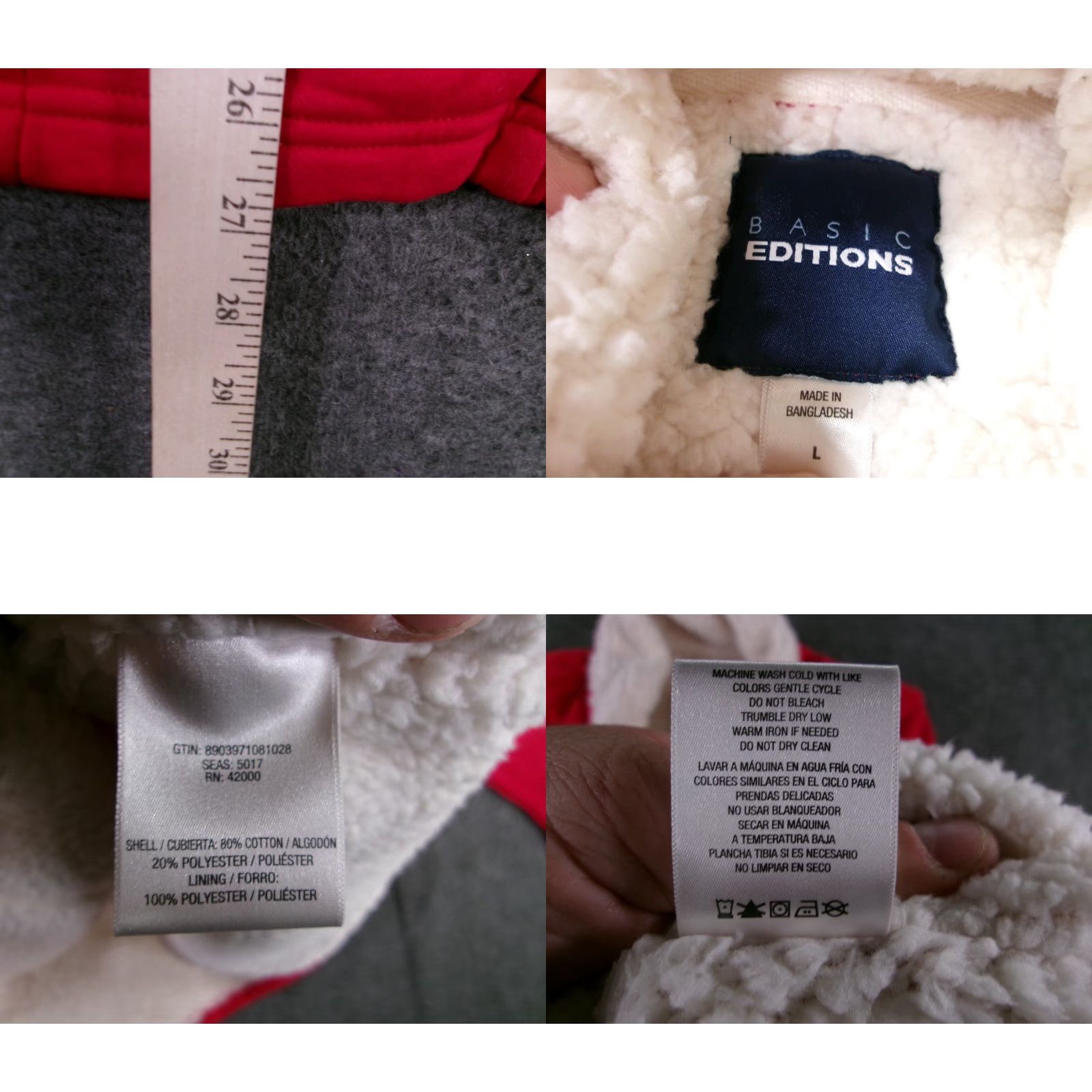 Basic Editions VINTAGE Basic Editions Jacket Women Large Red Sherpa Lined Mock Neck Outdoor New Classic Size S / US 4 / IT 40 - 8 Thumbnail