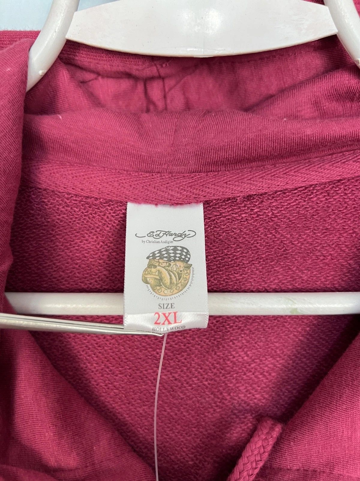 Ed Hardy Ed Hardy New Vintage Tiger Patch Hoodie Cranberry Rare Hype Size US XXL / EU 58 / 5 - 5 Thumbnail