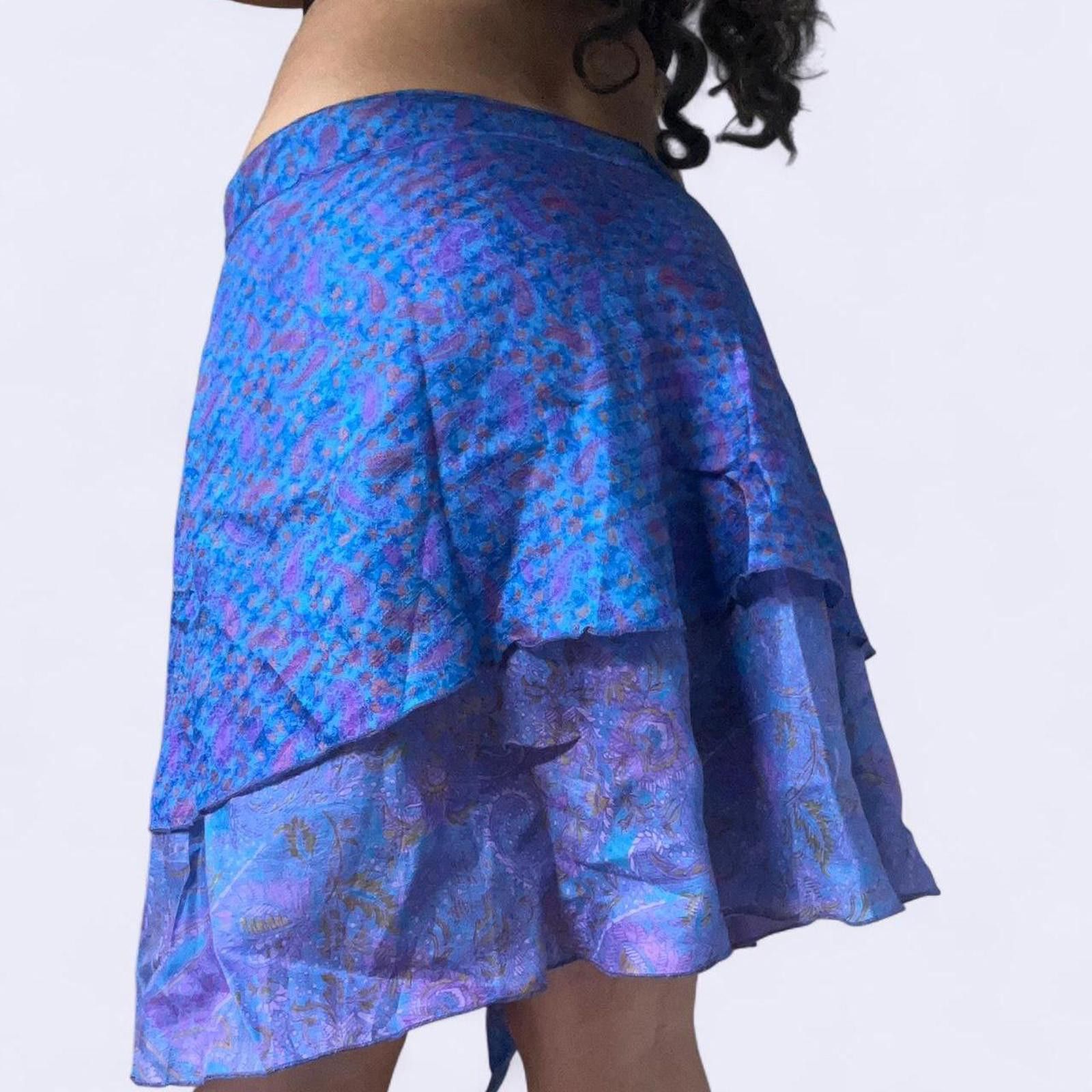 Other Blue and purple wrap skirt with tie waist #festival #raver Size 30" / US 8 / IT 44 - 2 Thumbnail