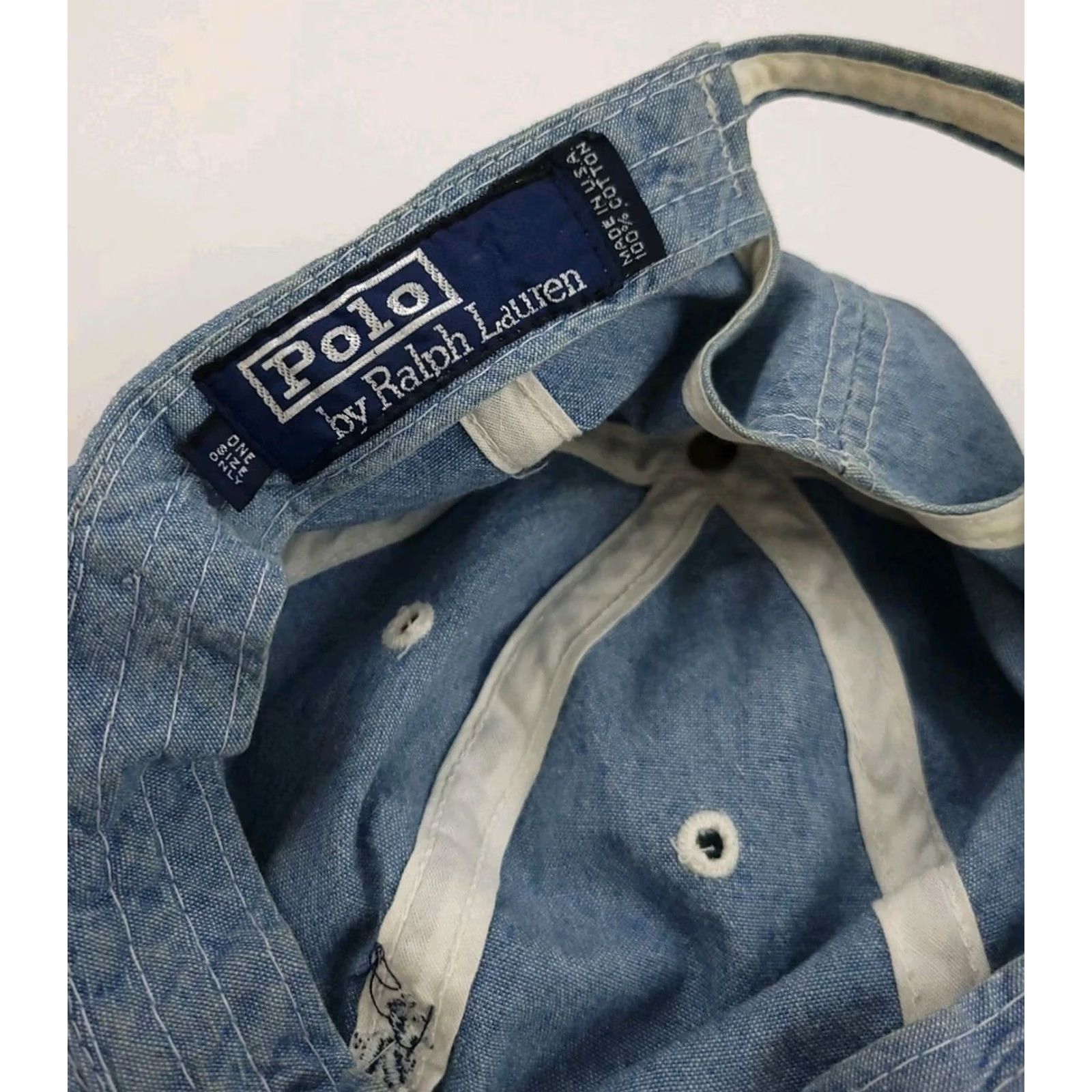 Polo Ralph Lauren VINTAGE Polo Ralph Lauren Chambray Denim Hat Cap RL Pony Sport Made In USA Baseball Cap Men Adjustable Blue 90s USA Pony Logo Size US M / EU 48-50 / 2 - 4 Thumbnail