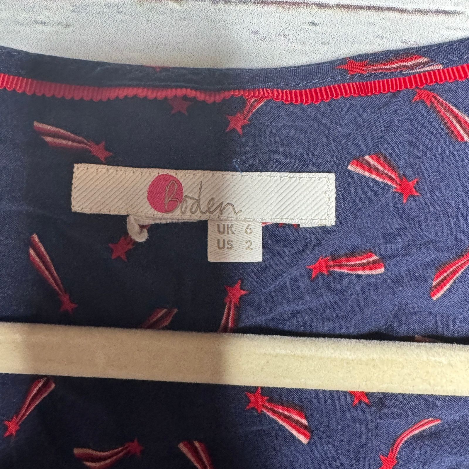 Boden Boden Navy Shooting Star Print Popover Blouse Long Sleeve 2 Size XS / US 0-2 / IT 36-38 - 3 Thumbnail