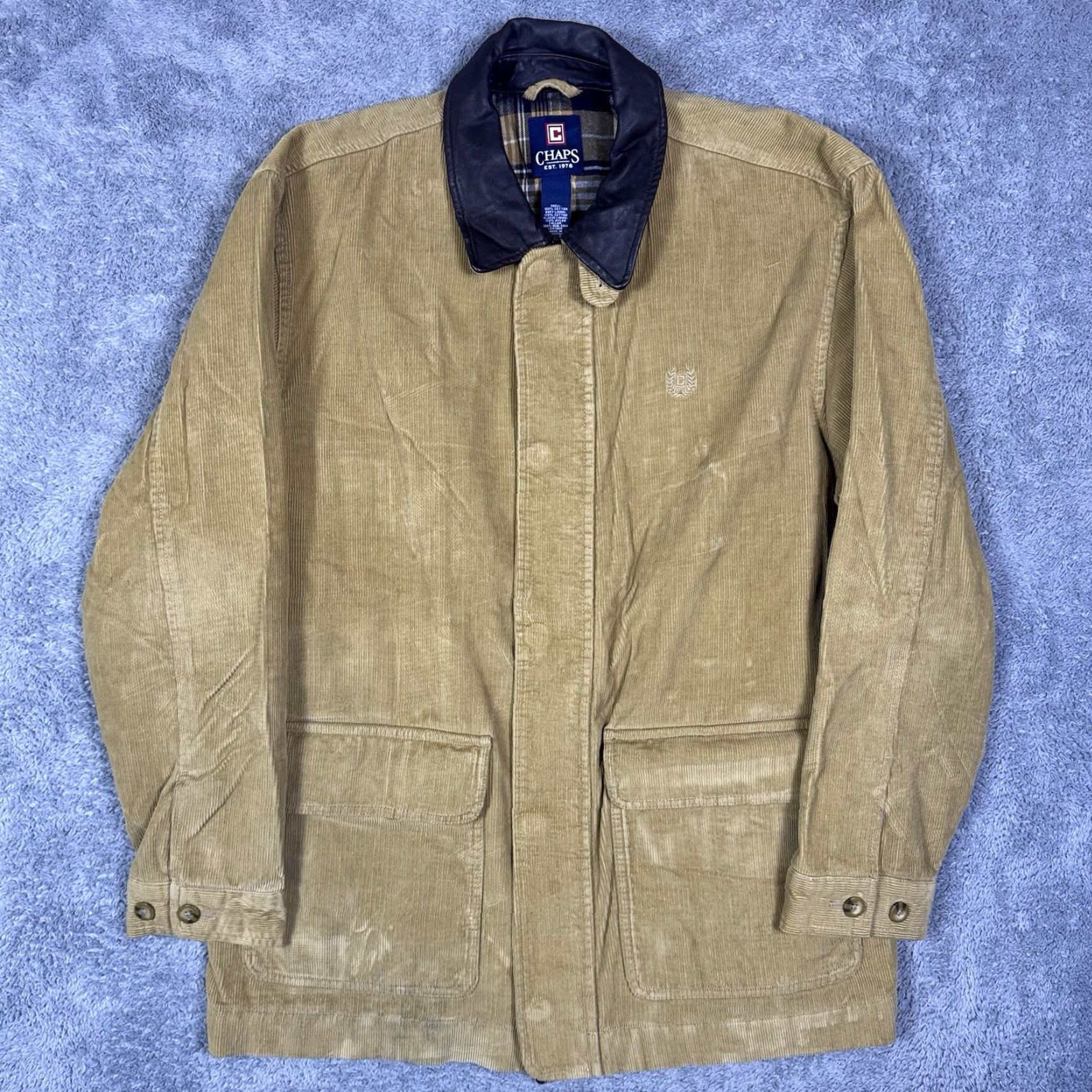 Ralph Lauren VINTAGE Ralph Lauren Chaps Jacket Men M Corduroy Leather Flannel Chore Field Barn Crest Shirt? Size US M / EU 48-50 / 2 - 2 Thumbnail