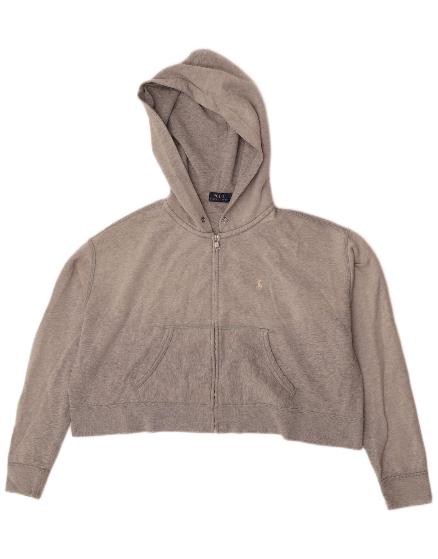 Polo Ralph Lauren Womens Crop Overd Zip Hoodie Sweater UK 6 XS Grey Size XL / US 12-14 / IT 48-50 - 1 Thumbnail