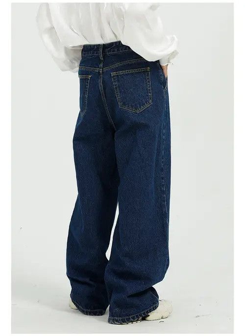 Anime × Japanese Brand × Jean Dark blue loose wide leg straight jeans Size US 32 / EU 48 - 4 Thumbnail