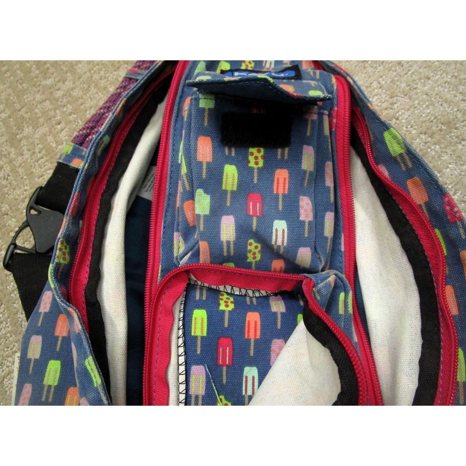 KAVU KAVU Rope Sling Bag Womens Medium Blue Popsicle Print Crossbody Backpack Size ONE SIZE - 6 Thumbnail