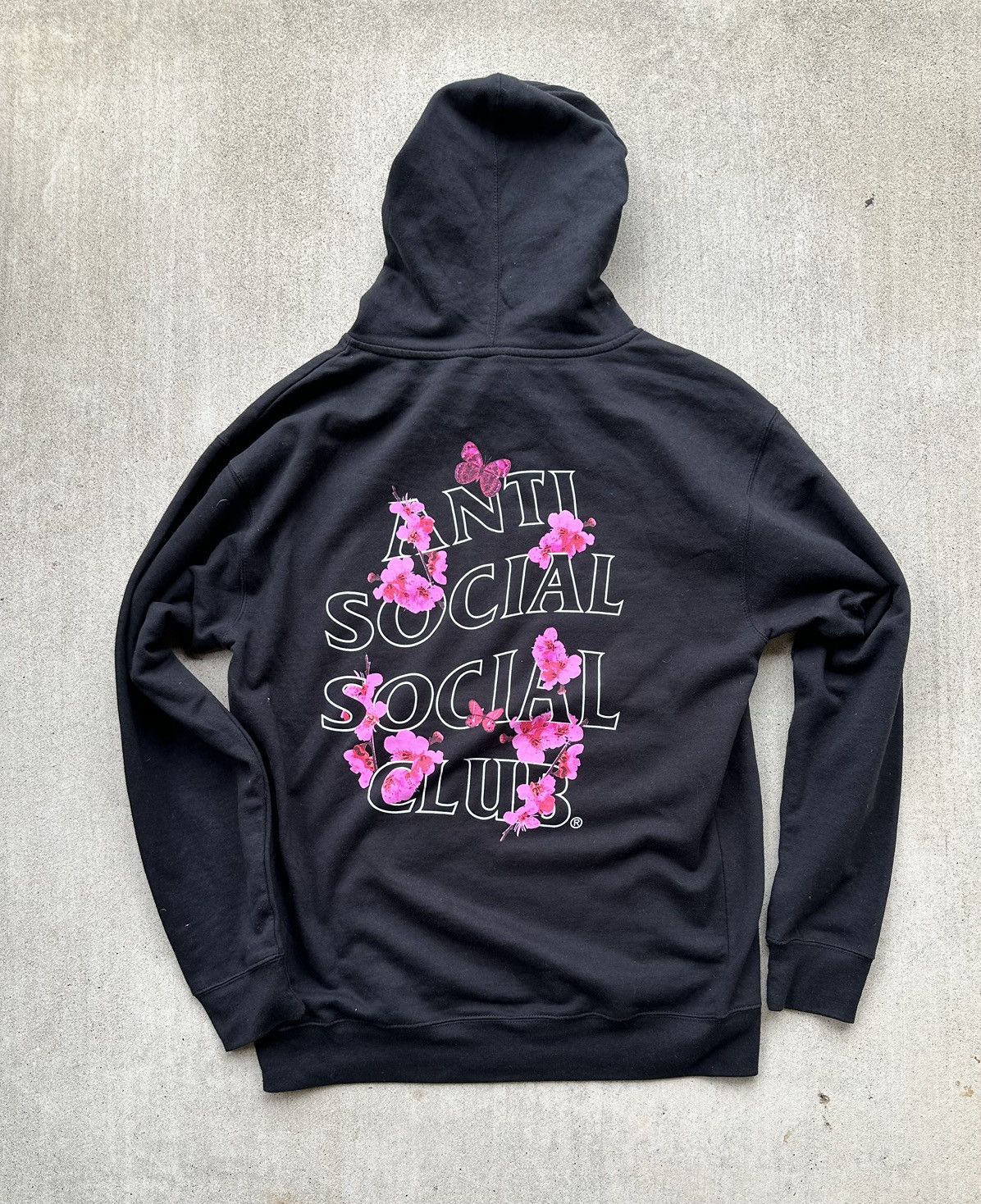 image of Anti Social Social Club Hoodie Large Cherry Blossom in Black, Men's