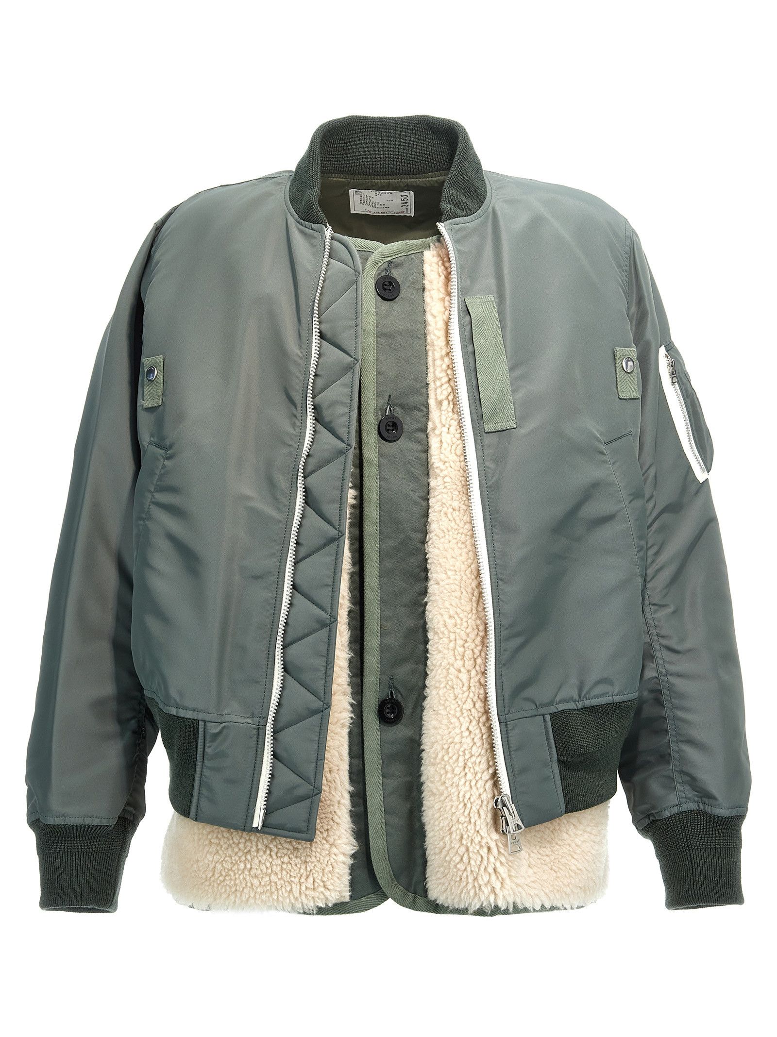 Shearling Insert Nylon Bomber Jacket