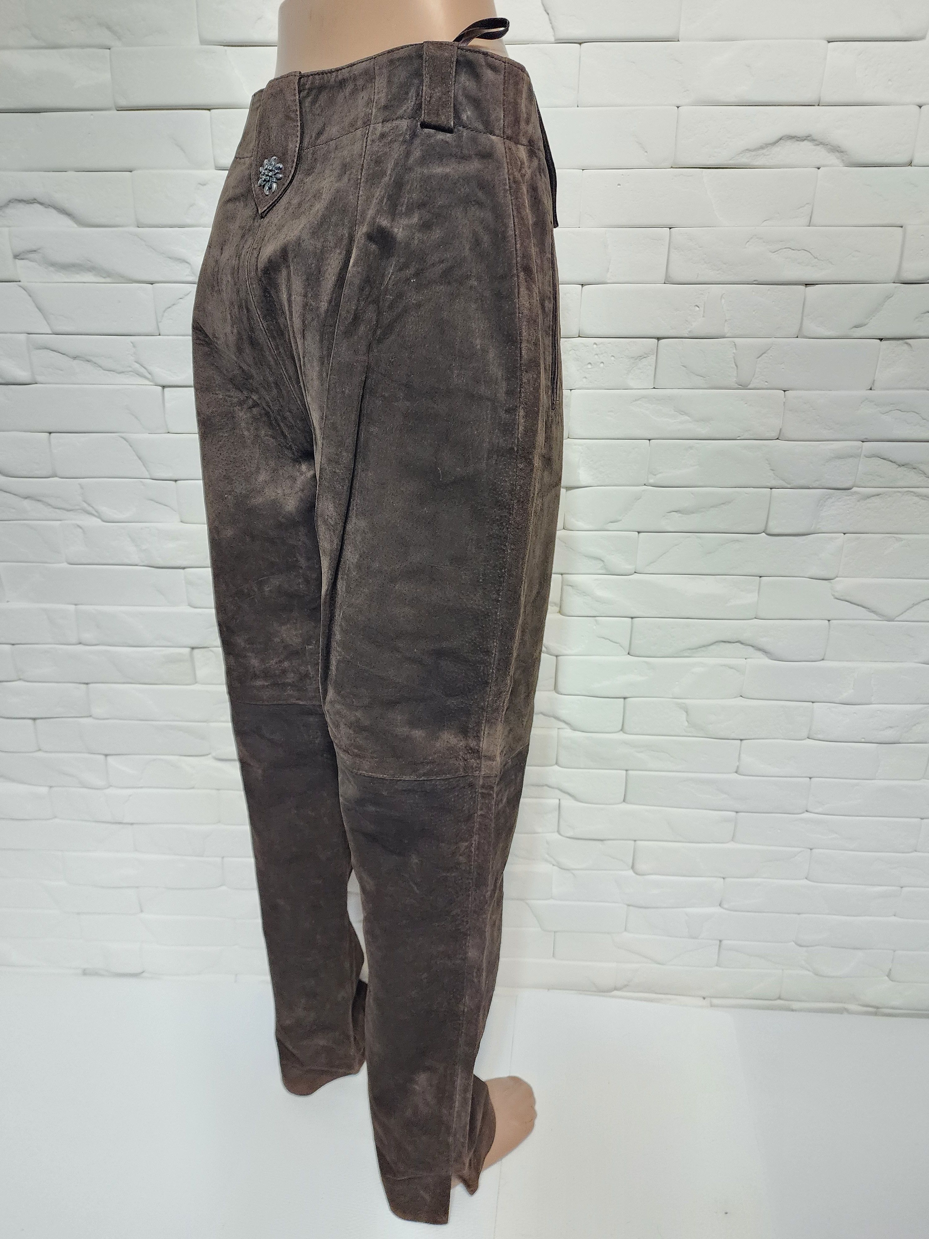 Genuine Leather Brown Suede Leather Pants: Size 27" / US 4 / IT 40 - 6 Thumbnail
