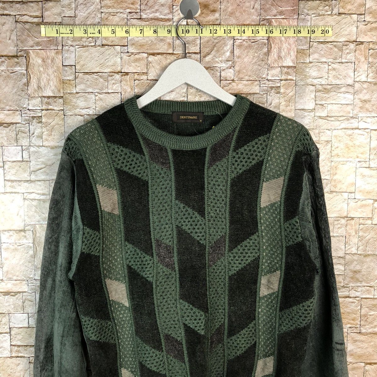 Japanese Brand Destinaren checkered vintage Green Knitwear #A1200 Size US S / EU 44-46 / 1 - 2 Thumbnail