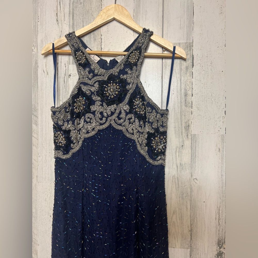 Other Navy Blue Beaded Embellished Maxi Dress Formal Evening Gown Size M / US 6-8 / IT 42-44 - 7 Thumbnail