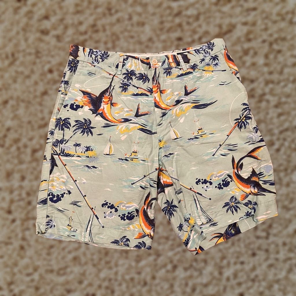 Polo Ralph Lauren Polo Ralph Lauren Linen Chino Shorts Green Tropical Marlin Floral 9" Men's 33 Size US XS / EU 42 / 0 - 1 Thumbnail