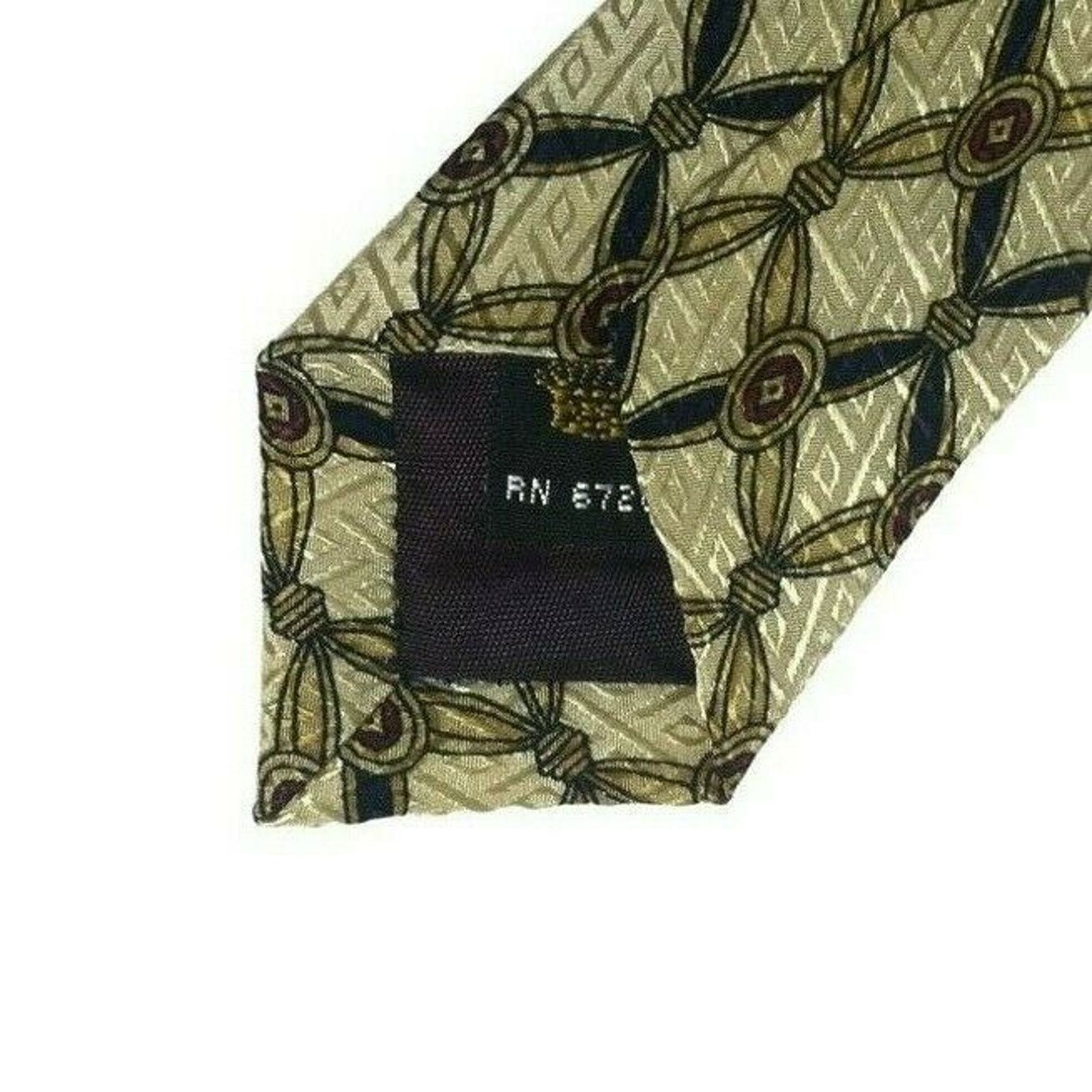 Countess Mara Countess Mara USA Yellow Geometric 100% Silk Necktie Tie Size ONE SIZE - 7 Thumbnail