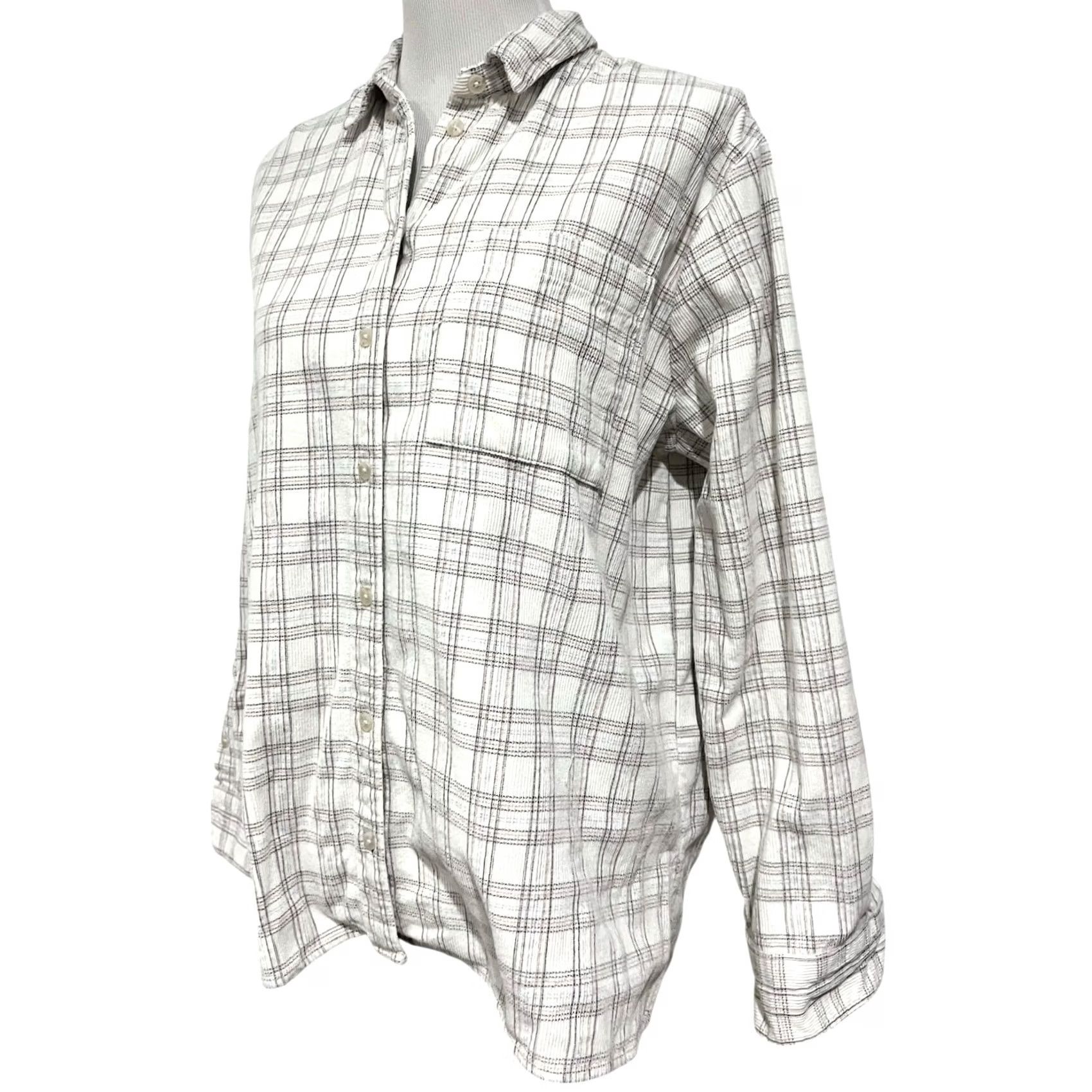 Madewell Madewell Corduroy Oversized Plaid Shirt Button-Up Top Sz L Women Casual 90s Preppy Y2K Dad Size L / US 10 / IT 46 - 4 Thumbnail