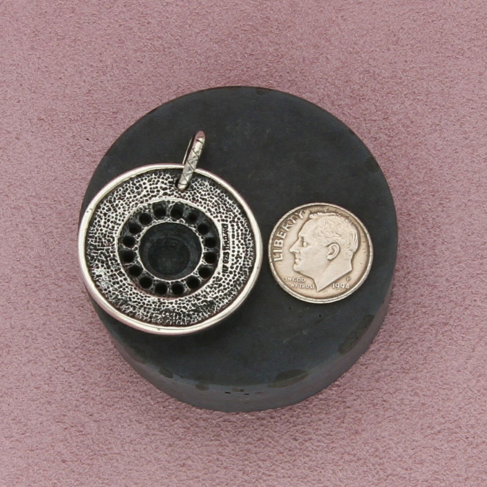 Sterling Silver sterling silver beaded scroll disc pendant Size ONE SIZE - 3 Thumbnail