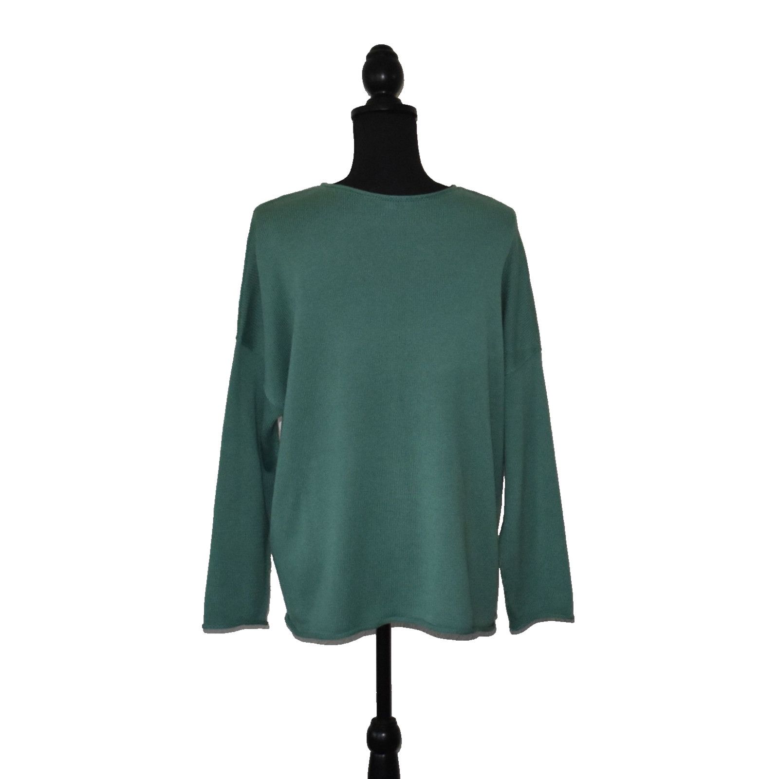 Eileen Fisher NEW EILEEN FISHER Green Org Cotton Boxy Pullover Sweater L Size L / US 10 / IT 46 - 3 Thumbnail