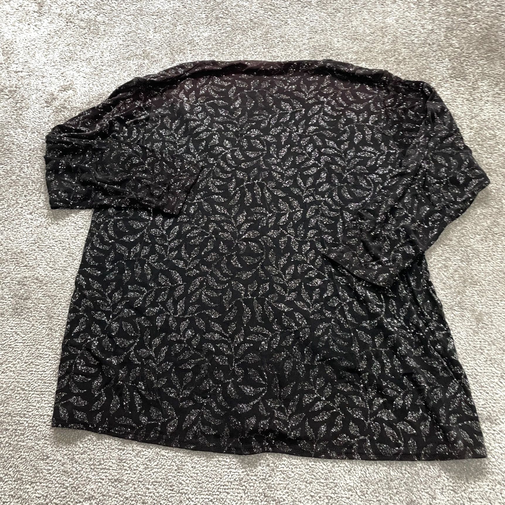 Vintage VINTAGE Lane Bryant Women's Blouse Shirt Casual Long Sleeve Floral 14 Black Size XL / US 12-14 / IT 48-50 - 2 Thumbnail
