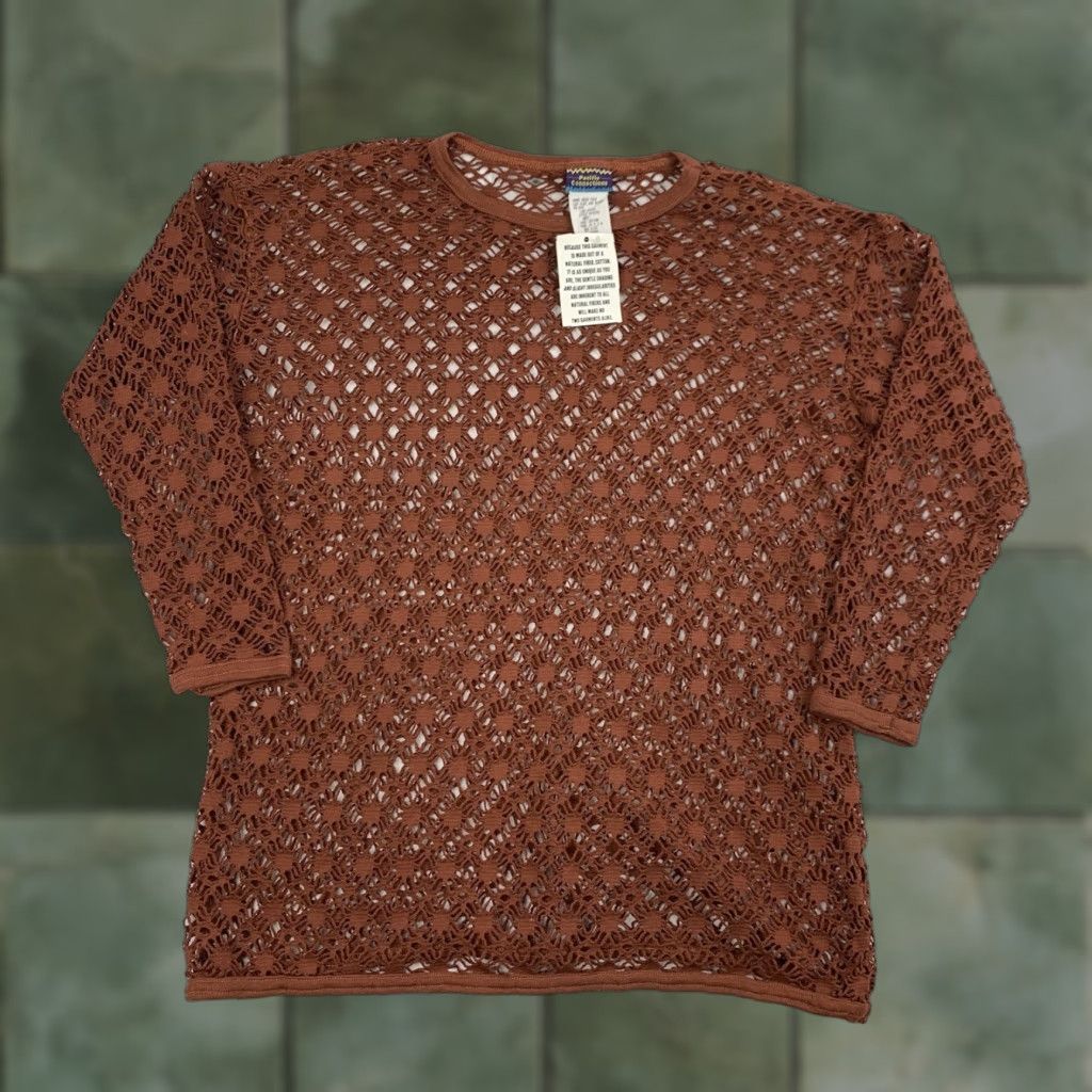 Vintage Vintage Pacific Connections Bathing Suit Cover Shirt Womens OSFM Brown 90s Beach Shirt Womens Brown 90s Pacific Connections Cover Up OSFM Vintage Size ONE SIZE - 1 Thumbnail