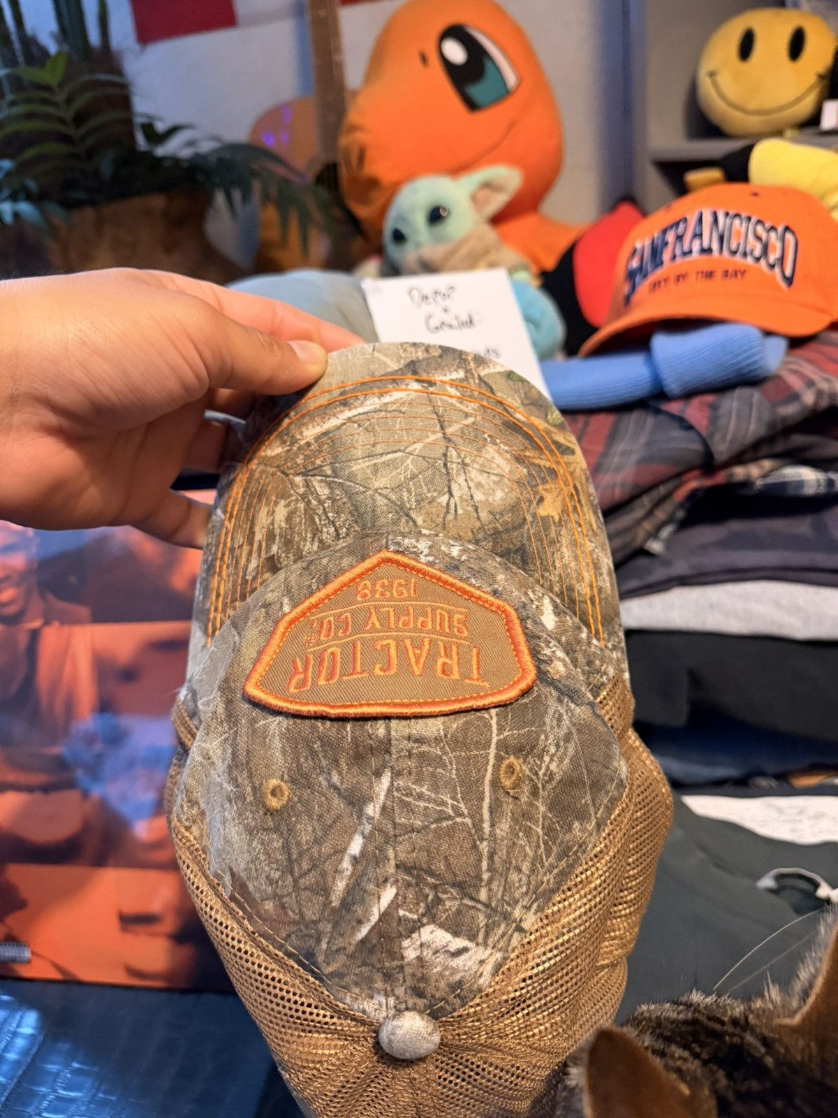 Vintage Camo Tractor Supply Co. hat with an orange embroidered patch Size ONE SIZE - 7 Thumbnail