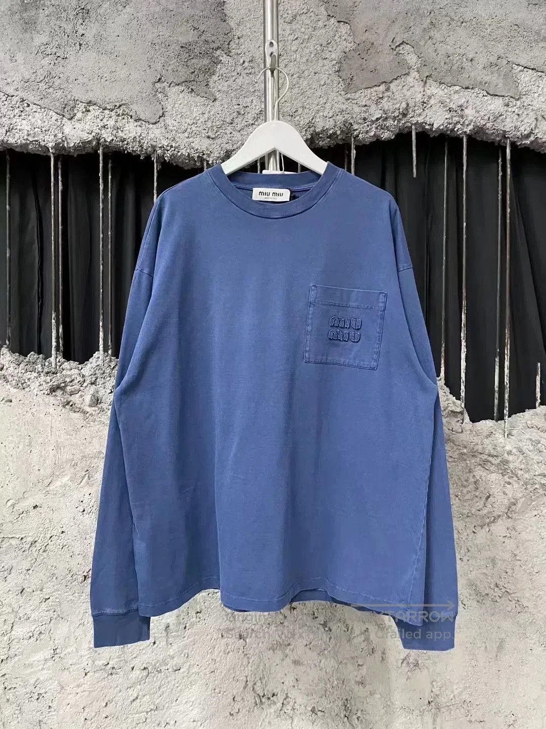 Miu Miu Miumiu Blue Long Sleeve Logo Top. Size S / US 4 / IT 40 - 1 Thumbnail