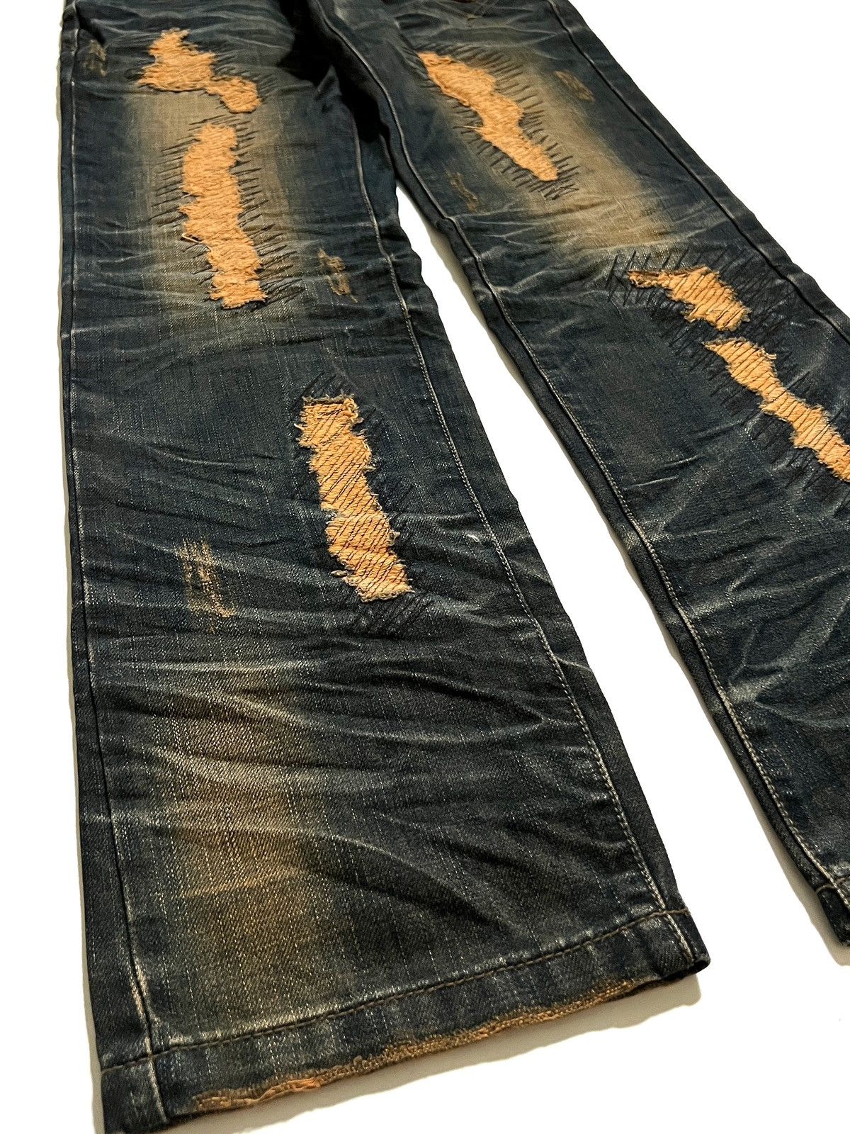 Japanese Brand Tokyo Boulevard Mud Wash Distressed Jeans Y2K Vkei Size US 29 - 3 Thumbnail