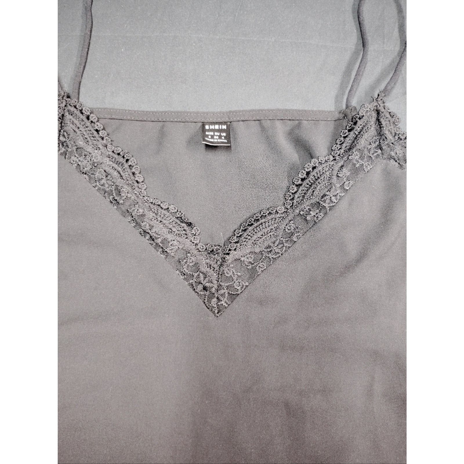 Shein SHEIN Lace Trim Spaghetti Strap Cami - Black Size S / US 4 / IT 40 - 3 Thumbnail