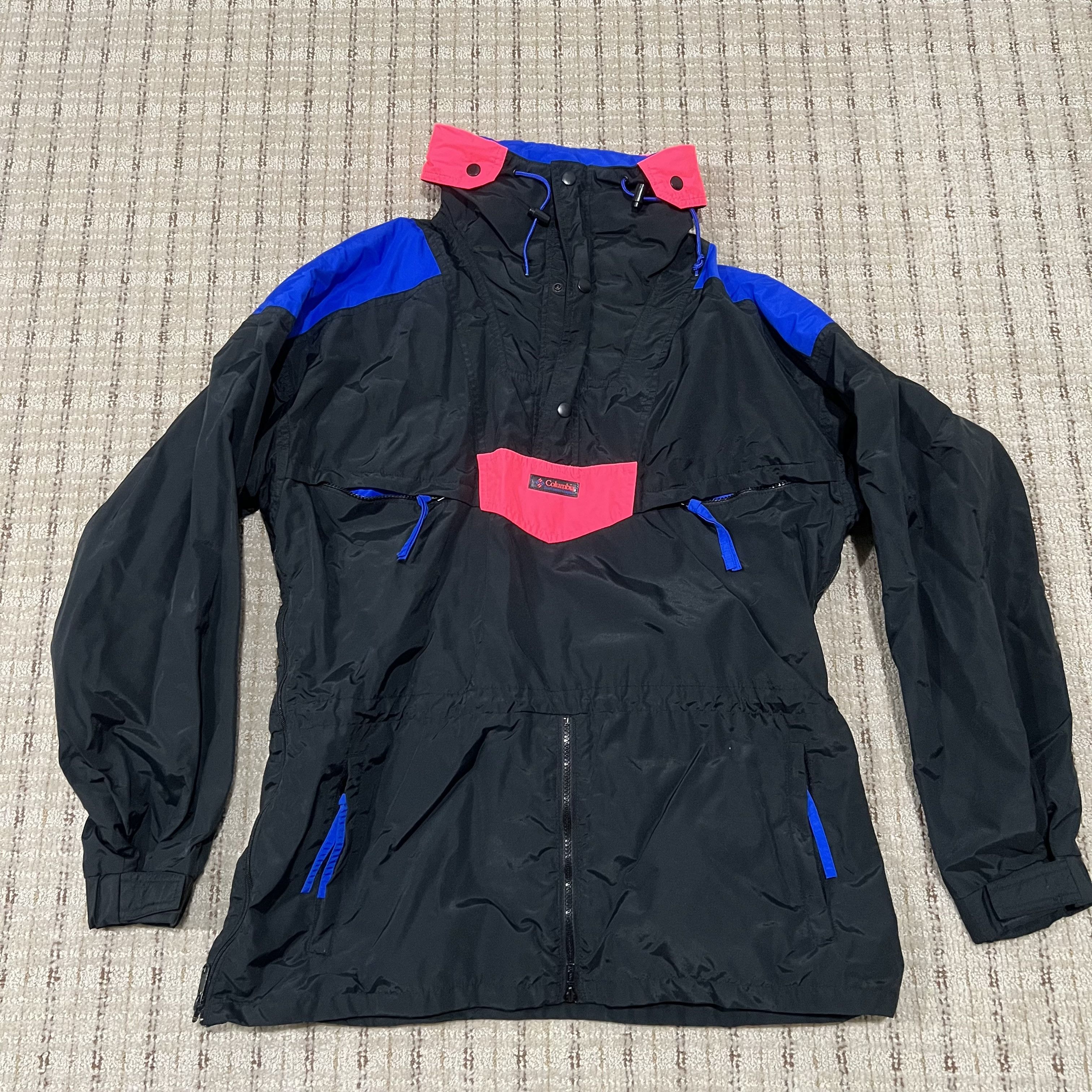 Columbia Men’s Large Vintage 90s Ski Jacket Black Blue Pink