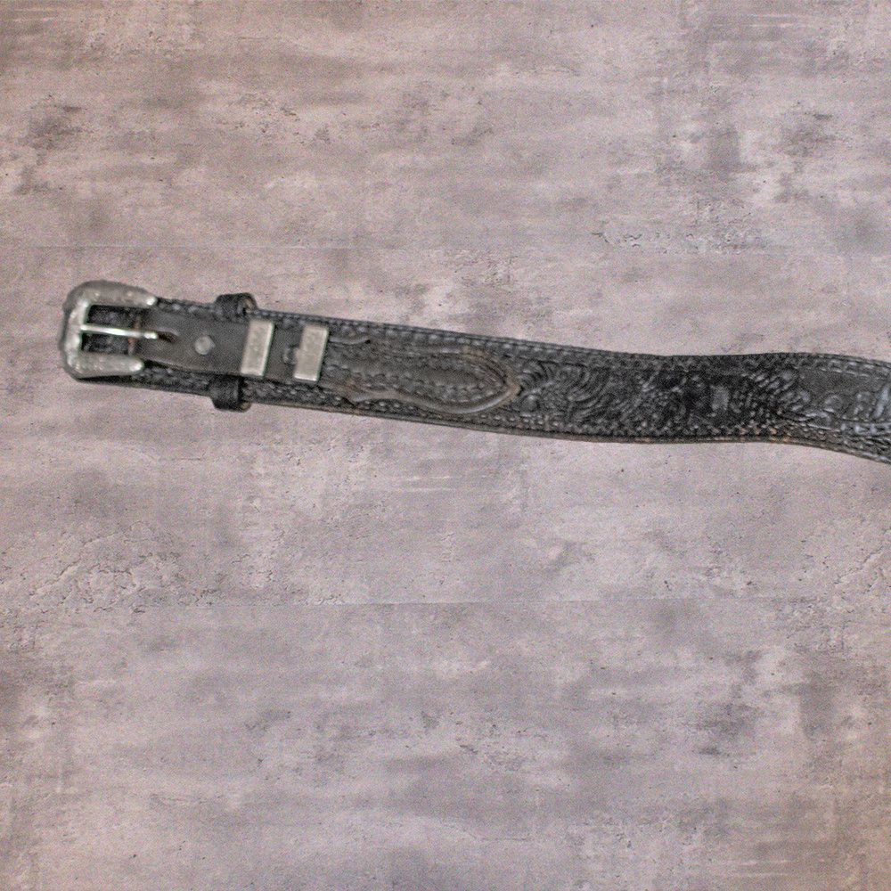 Leather × Vintage Vintage 1990’s Western Black floral Pattern Western Belt Size 40 - 1 Thumbnail