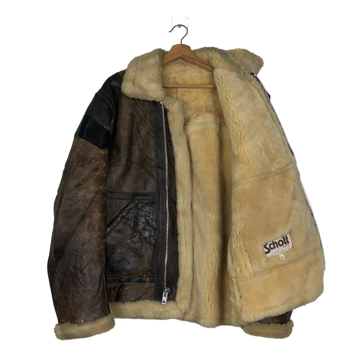 Schott 🔥VINTAGE B3 SHEARLING SHEEPSKIN LEATHER JACKET SCHOTT USA Size US M / EU 48-50 / 2 - 11 Thumbnail