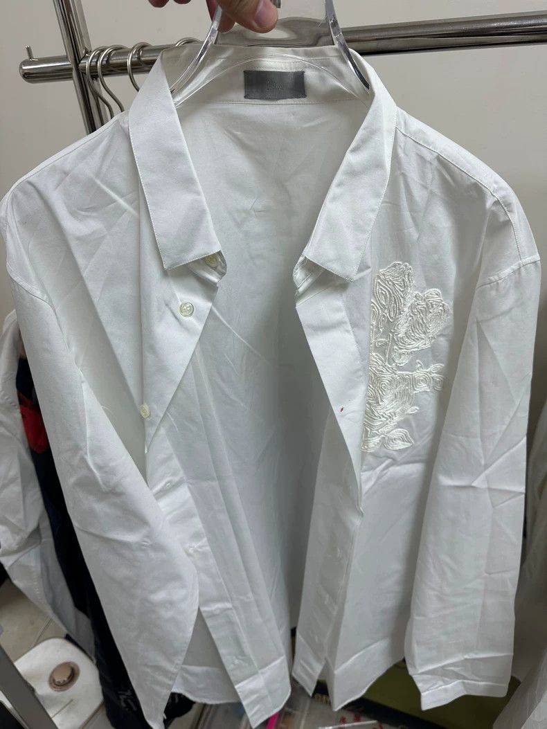 Dior Dior White Embroidered Long Sleeve Shirt - dmc Size US M / EU 48-50 / 2 - 1 Thumbnail