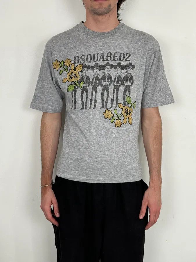 Dsquared2 AW2018 Dsquared2 Grey Cowboys Floral Embroidered T-Shirt Size US S / EU 44-46 / 1 - 2 Thumbnail