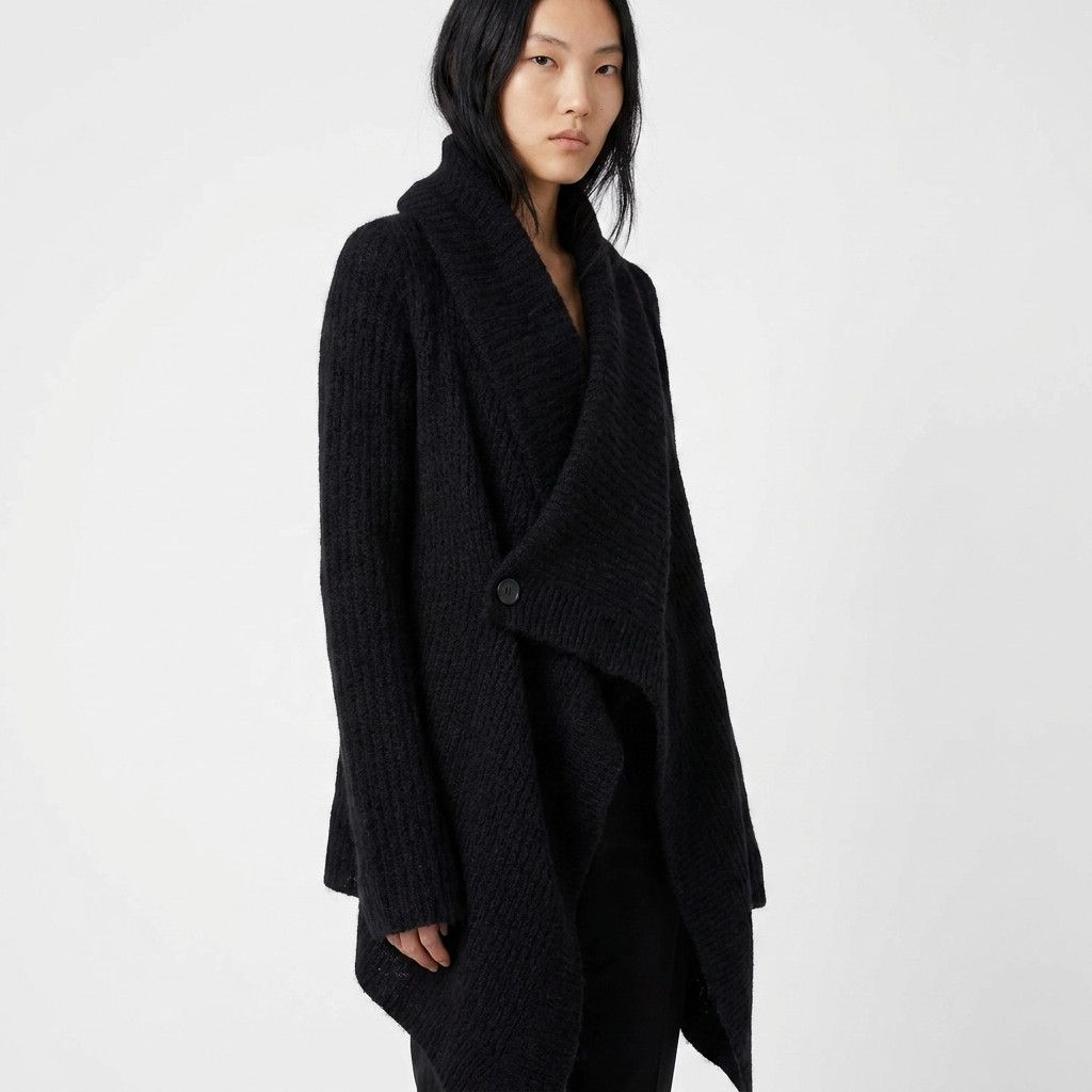 Rick Owens Asymmetric Alpaca/Merino/Silk Cardigan Black, Rick Owens. Size XL / US 12-14 / IT 48-50 - 3 Thumbnail