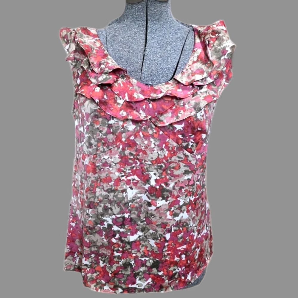 Anne Klein Anne Klein Blouse Top Red L Ruffled Sleeves Women Regular Size L / US 10 / IT 46 - 1 Thumbnail