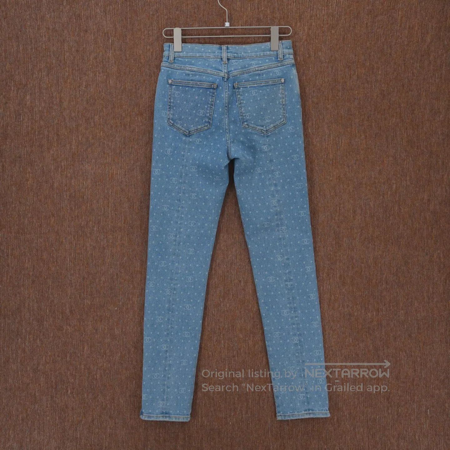 Chanel Chanel 23P blue full-print polka-dot logo jeans Size 35" - 2 Thumbnail