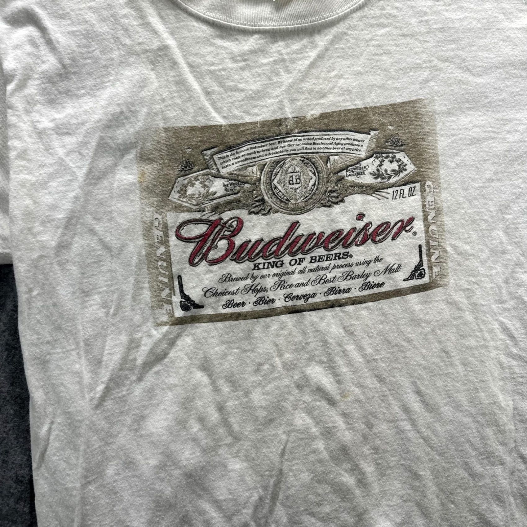 Fruit Of The Loom Budweiser Shirt Mens Medium White Graphic Print T Shirt Crew Neck Short Sleeve Cotton Size US M / EU 48-50 / 2 - 4 Thumbnail