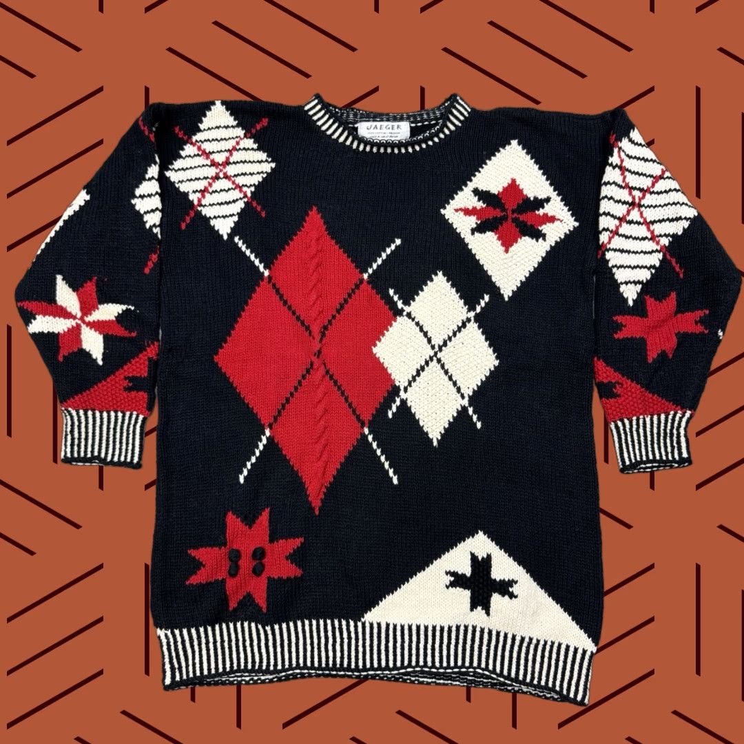 Jaeger VINTAGE Jaeger Men's Sweater 3D Knit Pullover Geometric Pattern British Wool Fall Winter Casual Size US M / EU 48-50 / 2 - 1 Thumbnail