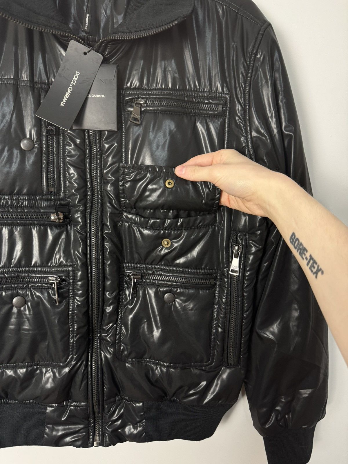 Dolce & Gabbana BNWT Dolce & Gabbana Coated Multi-Pocket Bomber Jacket Black Size US M / EU 48-50 / 2 - 7 Thumbnail