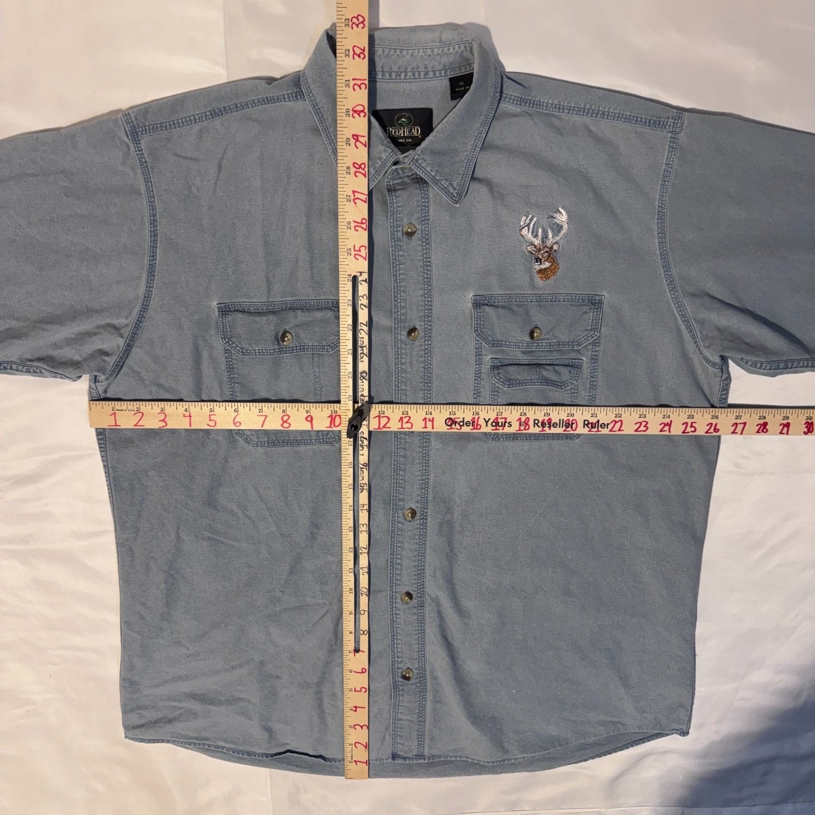 Redhead Vintage RedHead Denim Button Up Shirt XL Blue Deer Embroider Size US XL / EU 56 / 4 - 7 Thumbnail