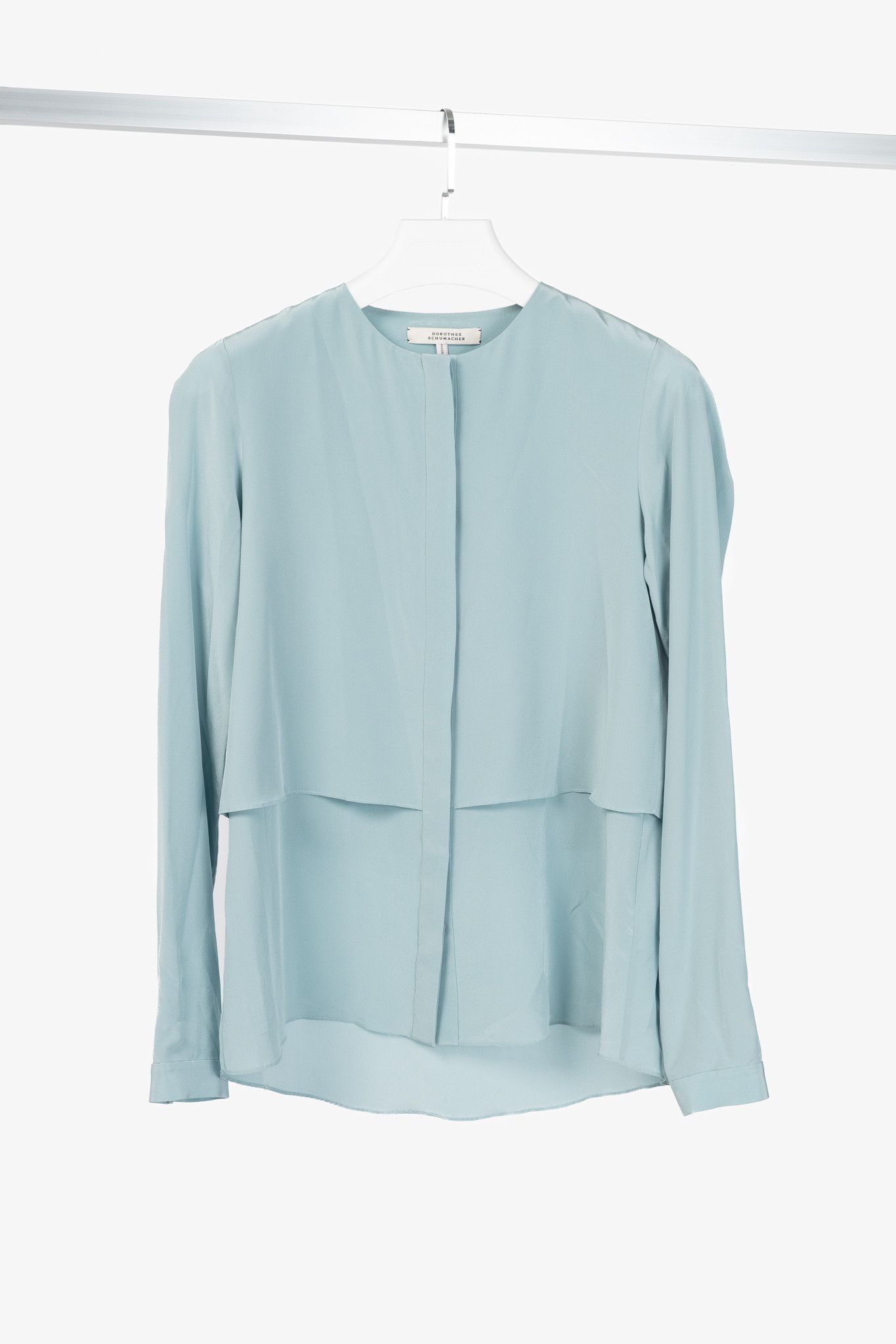 Dorothee Schumacher Blue Silk Crepe De Chine Layered Blouse, Women's (Size Xs)