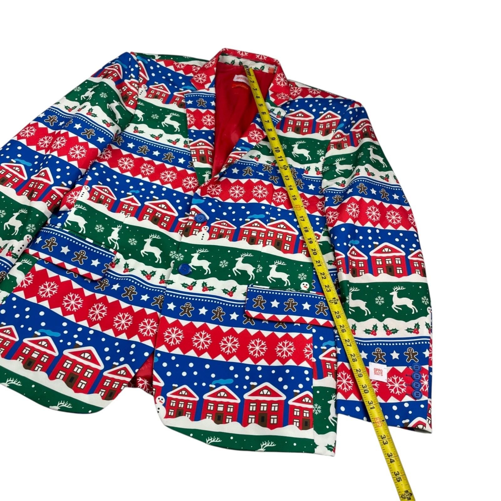 Other OppoSuits Men's Ugly Christmas 2-Button Blazer Red/Blue/Gree Size 46R - 10 Thumbnail